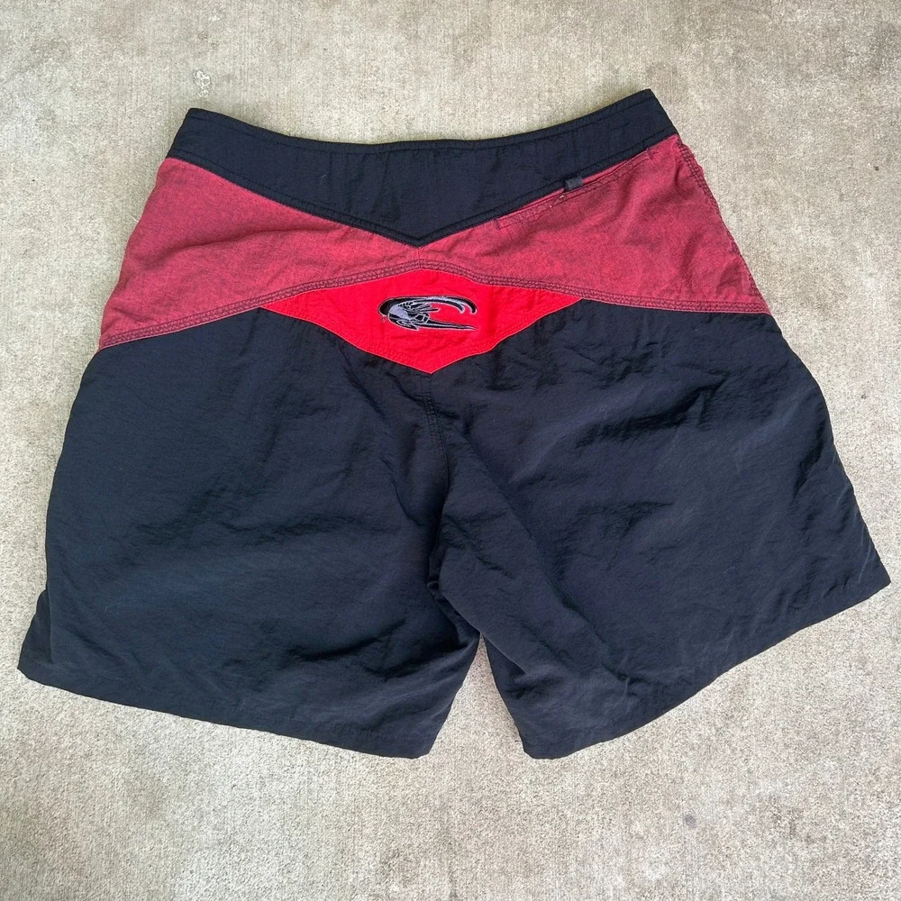 90s Vintage O'Neill Board Shorts Size 32 Red Black Colorblock Y2K Surf Baggies